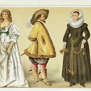 Traditional clothing England and Germany 17th century