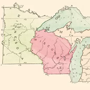 USA states map 1875
