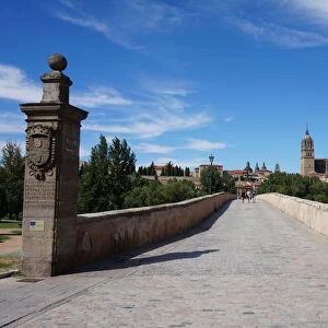 Walkway and Columns, Roman Bridge, Old city, Salamanca, Spain