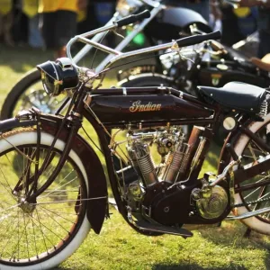 A 1915 Indian Model B motorcycle print