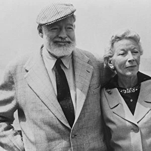 American writer Ernest Hemingway with his wife on board the Constitution