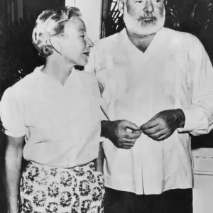 1954 Print of Ernest Hemingway with Mary Welsh in Havana