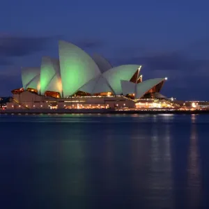Print of the Sydney Opera House lit green for St Patrick's Day Print of the Sydney Opera House lit green for St Patrick's Day