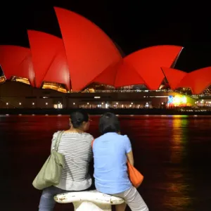 Print of Sydney Opera House lit red for Lunar New Year Print of Sydney Opera House lit red for Lunar New Year