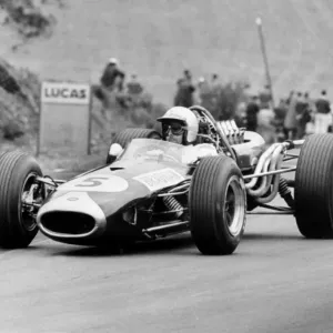 Print of Jack Brabham driving a Brabham-Repco at Silverstone in 1966