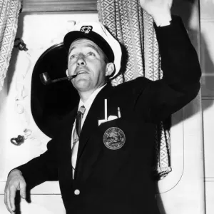 Bing Crosby Poses on the Queen Elizabeth Liner Bing Crosby Poses on the Queen Elizabeth Liner
