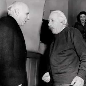 Print of Jawaharlal Nehru meeting Albert Einstein at Princeton University