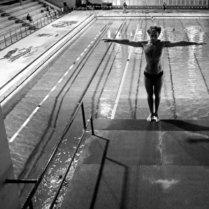 BLACK AND WHITE VERSION Italian diver Marco Fois, 52, trains at a swimming pool