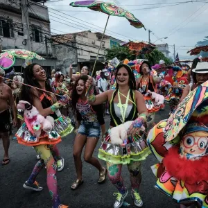 Print of Bate-Bola Revellers at Rio Carnival Print of Bate-Bola Revellers at Rio Carnival