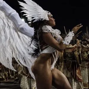 Print of a Mangueira samba school dancer at Rio's Carnival Print of a Mangueira samba school dancer at Rio's Carnival