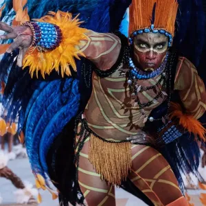 Print of a Beija-Flor reveller in Rio Carnival parade Print of a Beija-Flor reveller in Rio Carnival parade