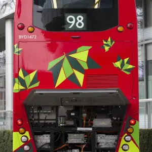 Print of a London bus in electric red Print of a London bus in electric red