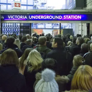 Print of London Underground Commuters at Victoria Rail Station Print of London Underground Commuters at Victoria Rail Station