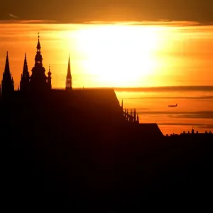 Print of Prague Castle at sunset Print of Prague Castle at sunset