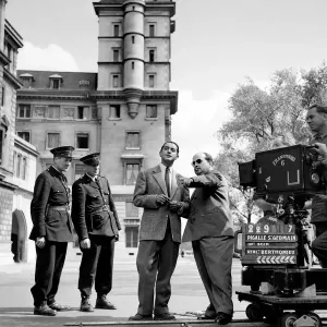 Black and white Print of a film director