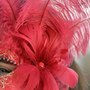 A costumed reveller poses on Saint Marks square during the carnival on February 21 A costumed reveller poses on Saint Marks square during the carnival on February 21