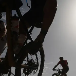Print of mountain bikers in Morocco Print of mountain bikers in Morocco