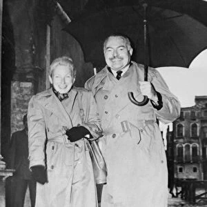 Ernest Miller Hemingway visits Venice in 1948 with wife, Mary Welsh