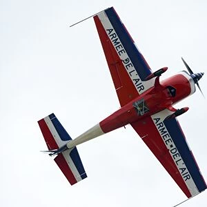Fighter pilot and aerobatic, Captain Pierre Varloteaux performs in his Extra 330