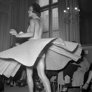 Print of a Young Model Presenting Molyneux's Summer 1950 Collection Print of a Young Model Presenting Molyneux's Summer 1950 Collection