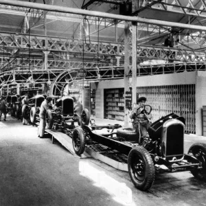 Print of Workers Assembling the Citroen C4 in 1929 at Javel Factory Print of Workers Assembling the Citroen C4 in 1929 at Javel Factory