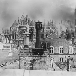 Black and White Print of Reims Cathedral Ruins Black and White Print of Reims Cathedral Ruins