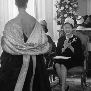 Vintage Print of Queen Sirikit at Balmain Fashion Show in France Vintage Print of Queen Sirikit at Balmain Fashion Show in France