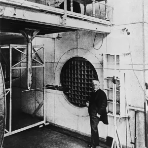 French engineer Gustave Eiffel poses in his French research laboratory