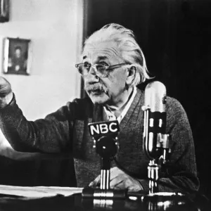 German-born Swiss-US physicist Albert Einstein Broadcasting