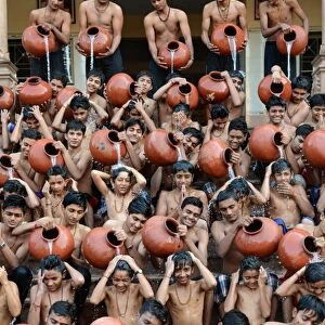 Hindu Students Magh Snan or Holy Bath in Ahmedabad