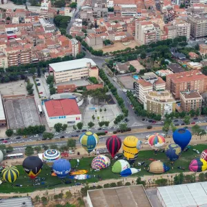 Hot-air balloons are inflated on ground during the 21th European Balloon Festival in Igualada Hot-air balloons are inflated on ground during the 21th European Balloon Festival in Igualada