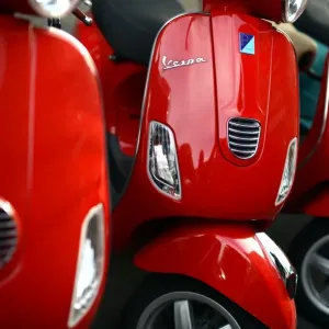 Vespa Red Print of Rome Street Scene Vespa Red Print of Rome Street Scene