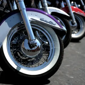 Print of Harley-Davidson motorbikes parked by the Vatican in Rome Print of Harley-Davidson motorbikes parked by the Vatican in Rome