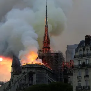 Print of Notre-Dame Cathedral in Flames Print of Notre-Dame Cathedral in Flames