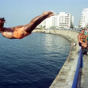 Lebanon-Weather Print: A Man Jumps into the Sea Lebanon-Weather Print: A Man Jumps into the Sea