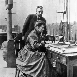 Print of Marie Curie-Skolodowska with Pierre Curie