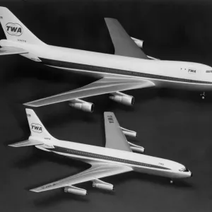 Print of Boeing 747 and 707 comparison Print of Boeing 747 and 707 comparison