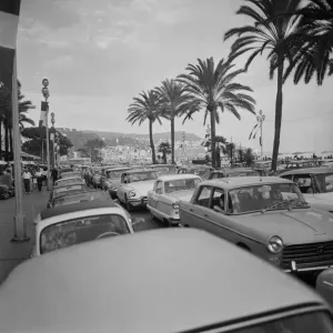 Print of a 1966 traffic jam on the Promenade des Anglais in Nice Print of a 1966 traffic jam on the Promenade des Anglais in Nice