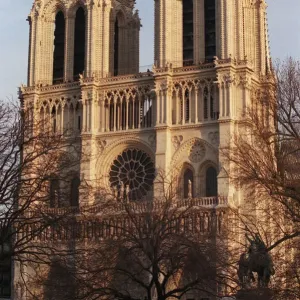 Print of restored Notre-Dame cathedral frontage Print of restored Notre-Dame cathedral frontage
