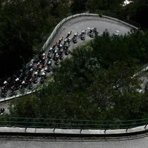 Print of Cyclists Ascending Montvernier Bends Print of Cyclists Ascending Montvernier Bends