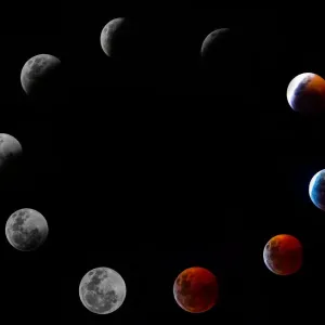 Print of a lunar eclipse over Panama City