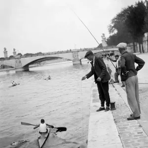 Paris Seine River Print, July 1945