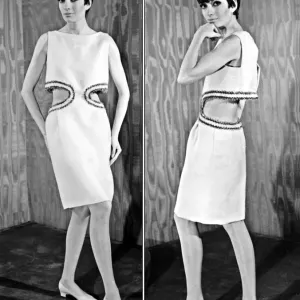 Retro Fashion Print of a Model in 1966 Shantung Orange Cocktail Dress Retro Fashion Print of a Model in 1966 Shantung Orange Cocktail Dress