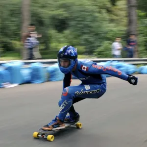 Print of a skater in action at the Festival de la Bajada downhill race Print of a skater in action at the Festival de la Bajada downhill race