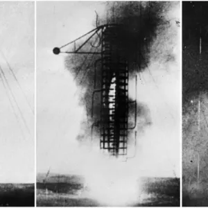 Print of Sputnik II Launch from Baikonur Cosmodrome