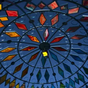 Print of Europa Park gazebo with colour window glass roof Print of Europa Park gazebo with colour window glass roof