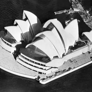 Print of Sydney Opera House under construction in August 1973