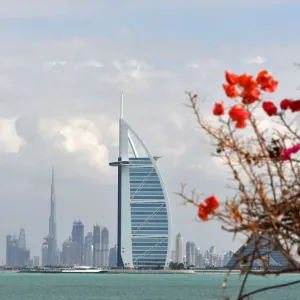 Emiratische Dubai-Hochhauslandschaft - Reiseblumen