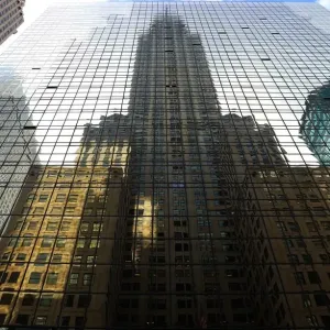 Print of Art Deco skyscraper reflection on a New York hotel