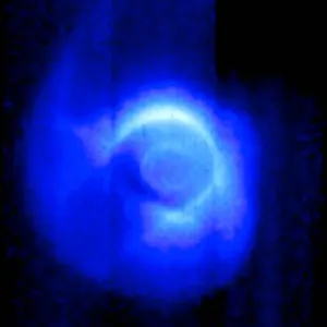 Print of the Earth's magnetic field in ultraviolet light